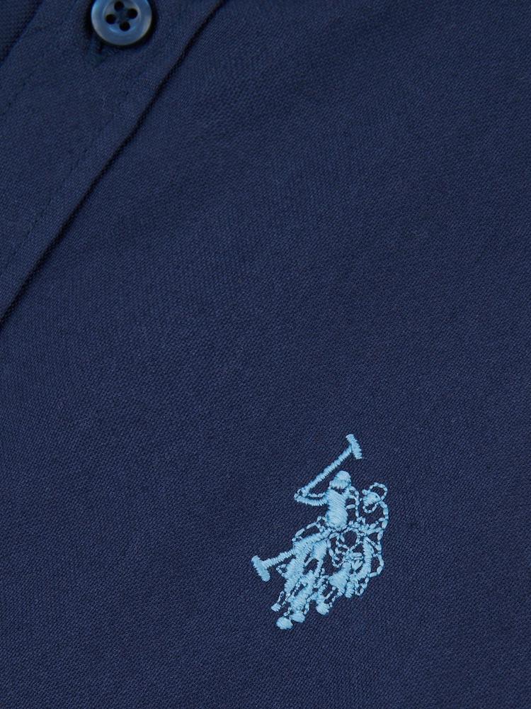 U.S. Polo Assn. Blue Boys Peached Oxford 100% Cotton Shirt - Image 3 of 3