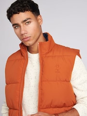 U.S. Polo Assn. Orange Mens Thick Quilted Gilet - Image 4 of 8