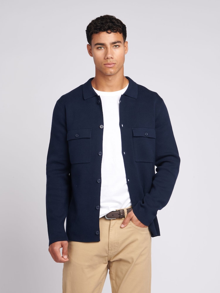 U.S. Polo Assn. Blue Mens Knitted 100% Cotton Shacket - Image 1 of 8