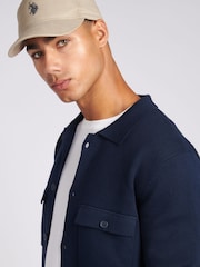 U.S. Polo Assn. Blue Mens Knitted 100% Cotton Shacket - Image 5 of 8