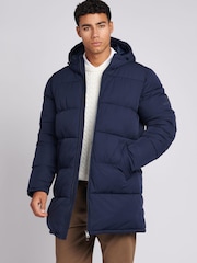 U.S. Polo Assn. Mens Blue Longline Puffer Coat - Image 1 of 9