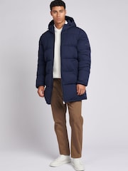 U.S. Polo Assn. Mens Blue Longline Puffer Coat - Image 3 of 9