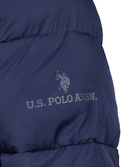 U.S. Polo Assn. Mens Blue Longline Puffer Coat - Image 9 of 9