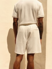 White Brick Texture Jersey Shorts - Image 2 of 3