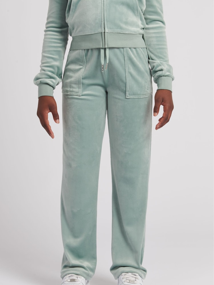Juicy Couture Girls Green Velour Patch Pocket Joggers - Image 1 of 6