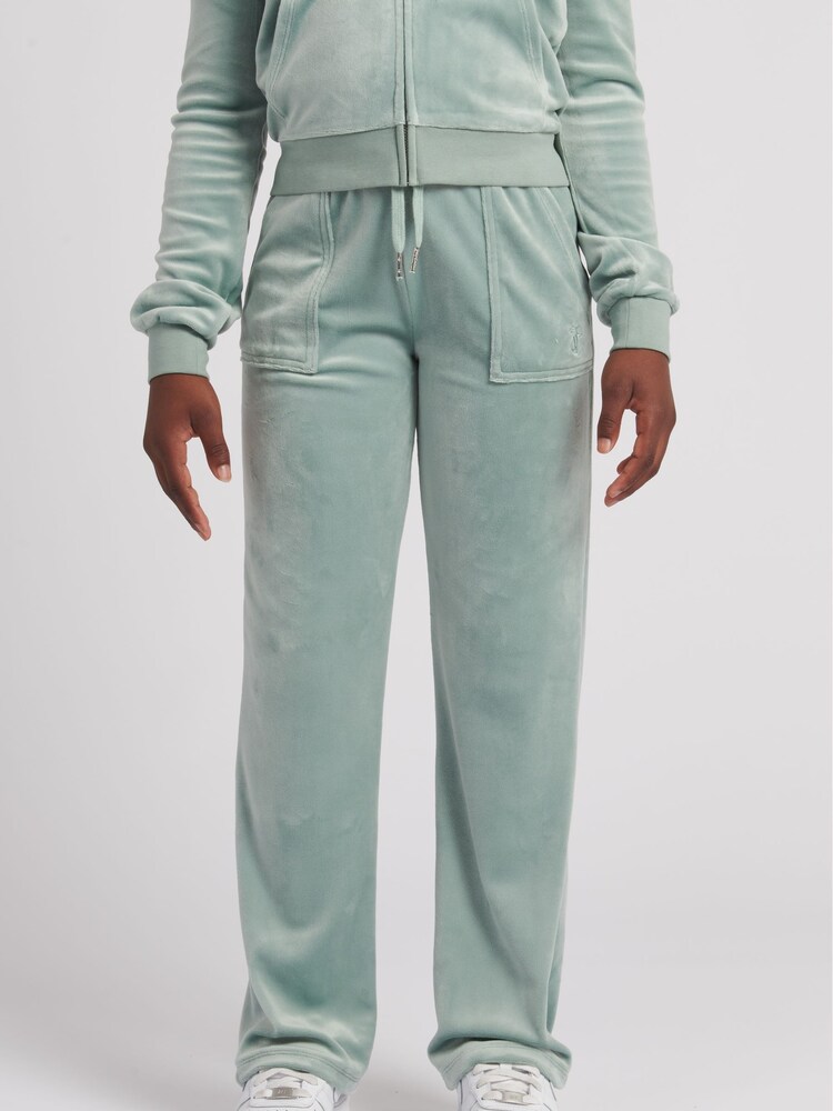 Juicy Couture Girls Green Velour Patch Pocket Joggers - Image 1 of 6 Juicy Couture Girls Green Velour Patch Pocket Joggers - Image 1 of 6