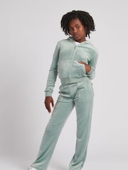 Juicy Couture Girls Green Velour Patch Pocket Joggers - Image 3 of 6