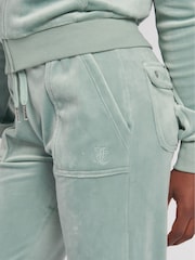 Juicy Couture Girls Green Velour Patch Pocket Joggers - Image 4 of 6