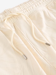 Ecru White Textured Floral Jersey Shorts - Image 7 of 8