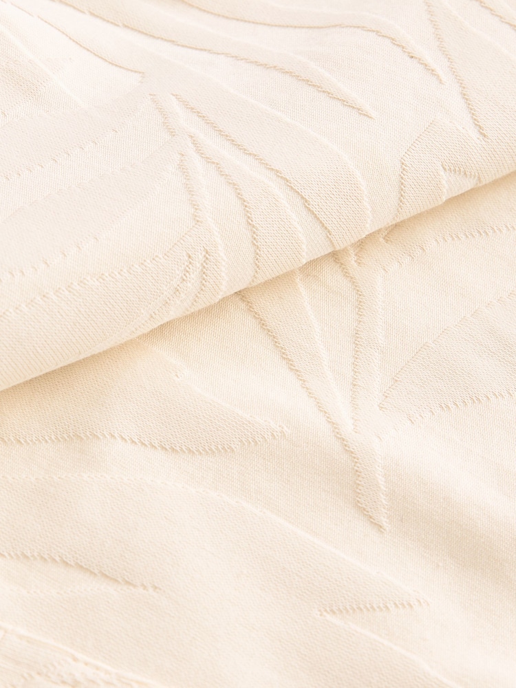Ecru White Textured Floral Jersey Shorts - Image 8 of 8