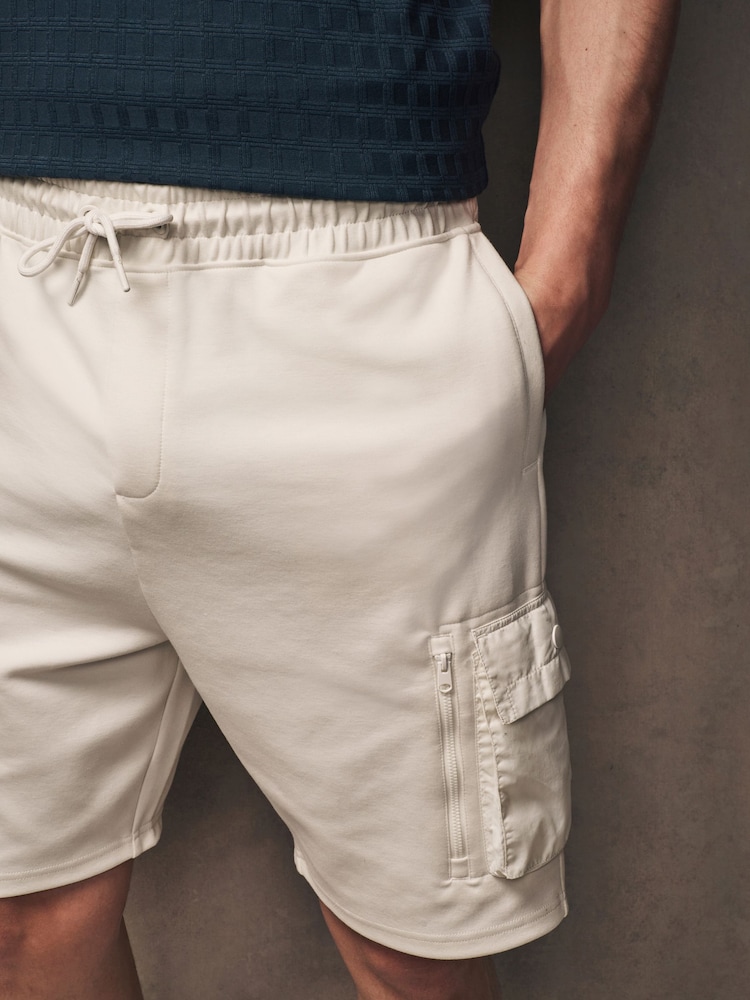 Ecru Nylon Pocket Utilty Shorts - Image 1 of 10 Ecru Nylon Pocket Utilty Shorts - Image 1 of 10