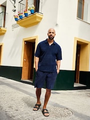 Navy Blue Towelling Jersey Shorts - Image 2 of 10