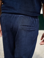 Navy Blue Towelling Jersey Shorts - Image 5 of 10