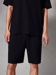 Black 100% Cotton Jersey Waffle Shorts - Image 1 of 7
