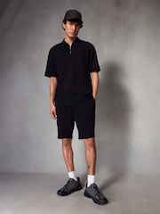 Black 100% Cotton Jersey Waffle Shorts - Image 2 of 7