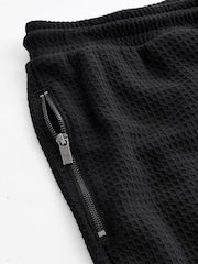 Black 100% Cotton Jersey Waffle Shorts - Image 7 of 7