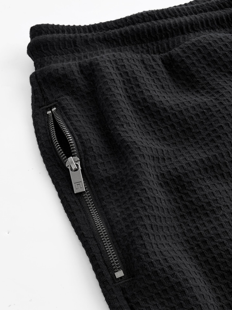 Black 100% Cotton Jersey Waffle Shorts - Image 7 of 7
