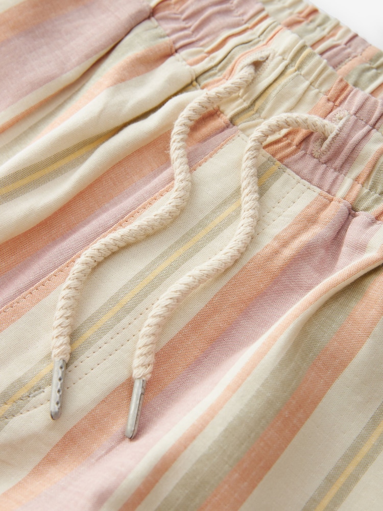 Pink/White Edit Striped Dock 100% Cotton Shorts - Image 10 of 10