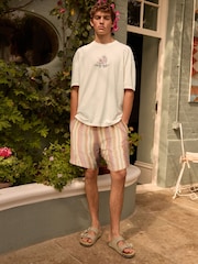 Pink/White Edit Striped Dock 100% Cotton Shorts - Image 2 of 10