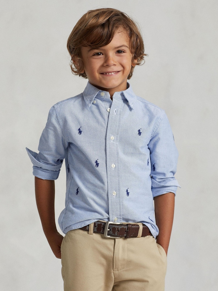 Polo Ralph Lauren Blue Boy Polo Pony Oxford Shirt - Image 1 of 5