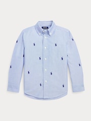 Polo Ralph Lauren Blue Boy Polo Pony Oxford Shirt - Image 4 of 5