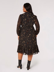 Apricot Black Constellation Ruffle Tiered Dress - Image 2 of 4