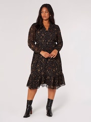 Apricot Black Constellation Ruffle Tiered Dress - Image 3 of 4