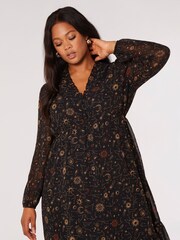 Apricot Black Constellation Ruffle Tiered Dress - Image 4 of 4