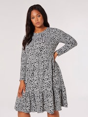 Apricot Grey Leopard Soft Touch Tiered Dress - Image 1 of 4