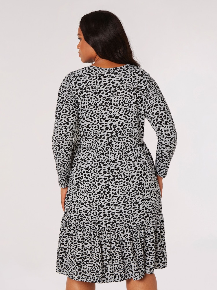 Apricot Grey Leopard Soft Touch Tiered Dress - Image 2 of 4