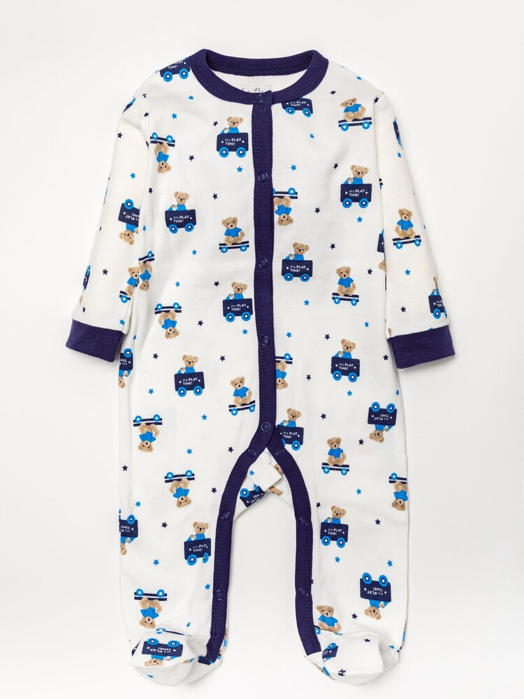 Rock-A-Bye Baby Boutique Baby Blue Teddy Bear Print 100% Cotton Gift Set 5 Piece - Image 2 of 8