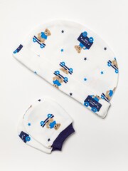 Rock-A-Bye Baby Boutique Baby Blue Teddy Bear Print 100% Cotton Gift Set 5 Piece - Image 5 of 8