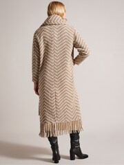 Ted Baker Oversized Natural Jilliya Tan Twill Knit Scarf Coat - Image 2 of 6