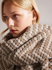 Ted Baker Oversized Natural Jilliya Tan Twill Knit Scarf Coat - Image 4 of 6