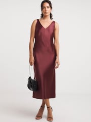 JD Williams Red Plum Satin Cami Dress - Image 1 of 4