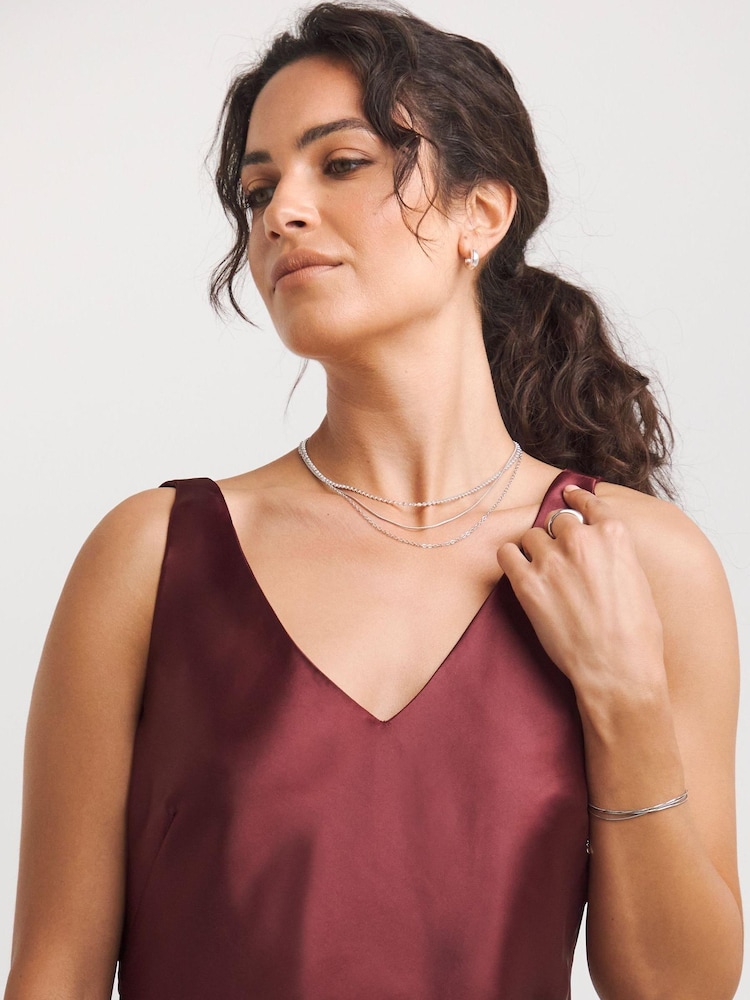 JD Williams Red Plum Satin Cami Dress - Image 4 of 4