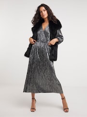 JD Williams Black Long Pile Faux Fur Gilet - Image 1 of 4