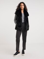 JD Williams Black Long Pile Faux Fur Gilet - Image 3 of 4