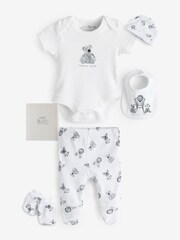 Rock-A-Bye Baby Boutique Teddy Bear Print Cotton 100% Cotton White 6-Piece Baby Gift Set - Image 1 of 7