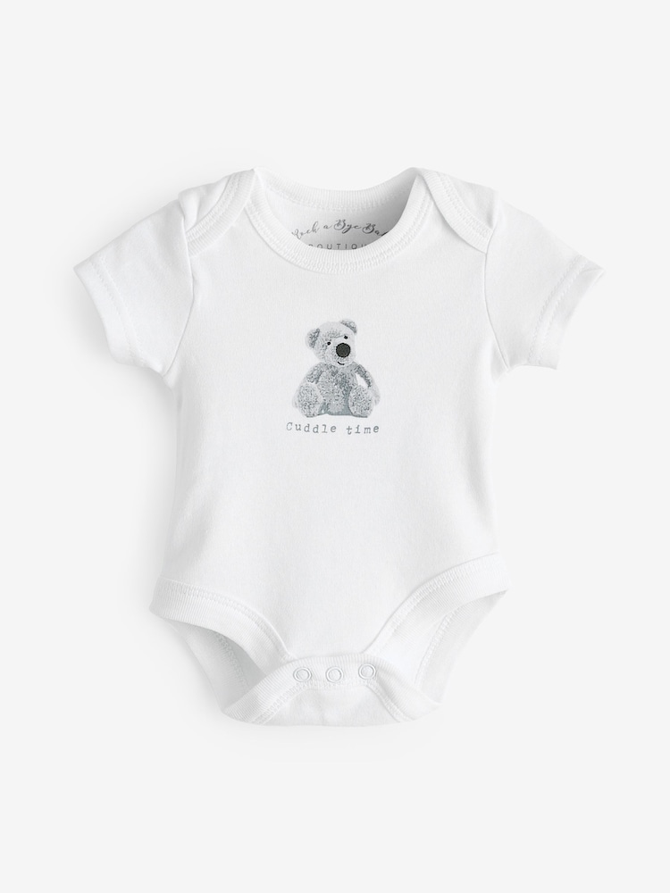 Rock-A-Bye Baby Boutique Teddy Bear Print Cotton 100% Cotton White 6-Piece Baby Gift Set - Image 2 of 7