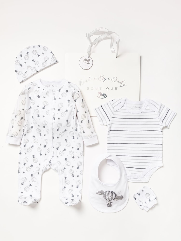 Rock-A-Bye Baby Boutique Hot Air Balloon Printed 100% Cotton 5-Piece Baby Gift Set - Image 1 of 1