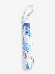 Cath Kidston Blue/White London Print Compact Umbrella - Image 2 of 3