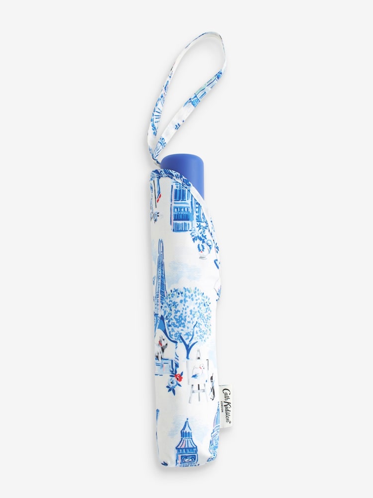 Cath Kidston Blue/White London Print Compact Umbrella - Image 2 of 3
