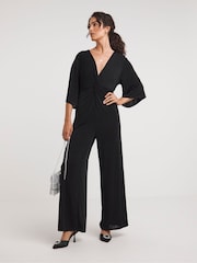 JD Williams Black Slinky Twist Front Jumpsuit - Image 1 of 4