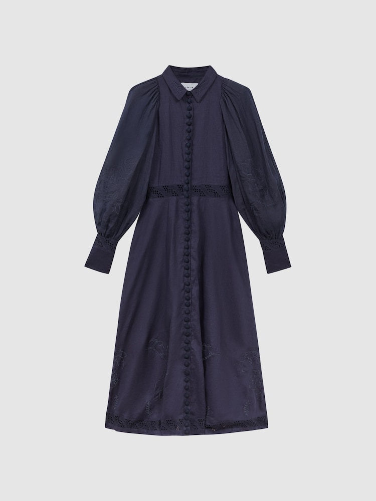 Joslin Linen Shirt Midi Dress - Image 2 of 6