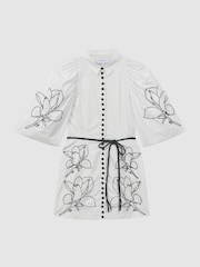 Joslin Beaded Cotton Shirt Mini Dress - Image 2 of 5