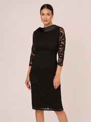 Adrianna Papell Roll Neck Sheath Black Dress - Image 1 of 7
