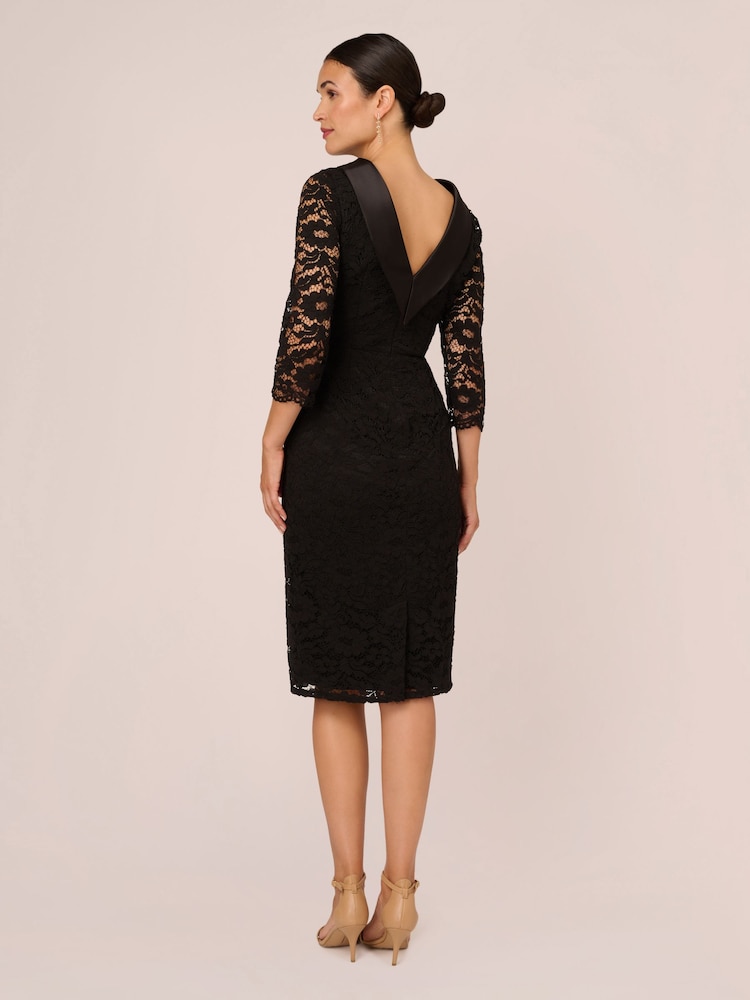 Adrianna Papell Roll Neck Sheath Black Dress - Image 2 of 7
