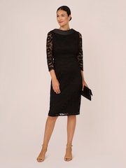 Adrianna Papell Roll Neck Sheath Black Dress - Image 4 of 7