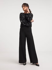 JD Williams Black Slash Neck Sequin Top - Image 3 of 4